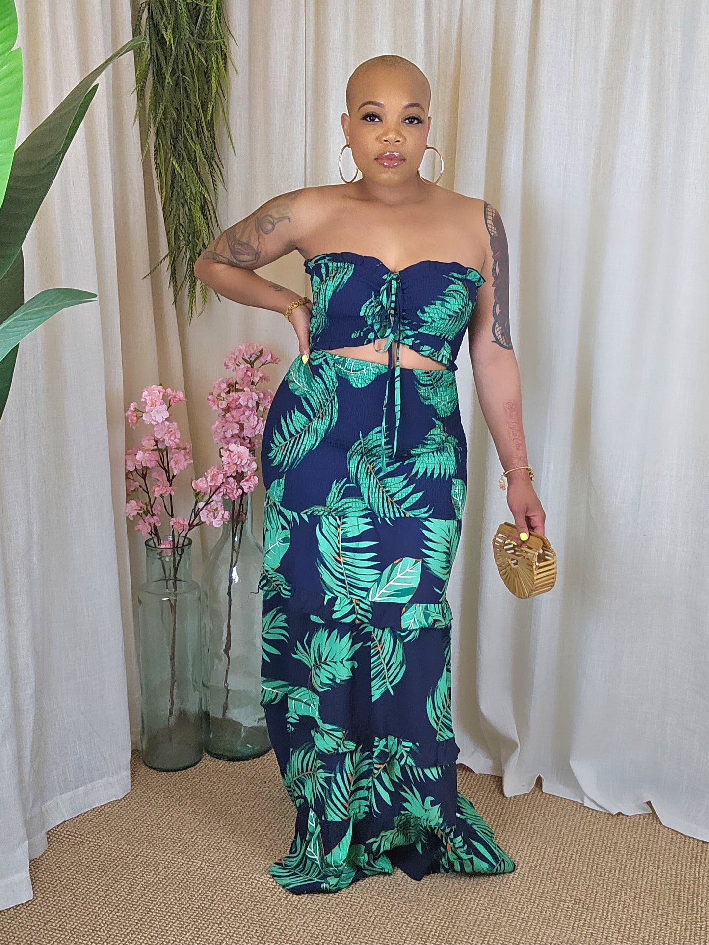 ROYAL PALMS DRESS (NAVY)